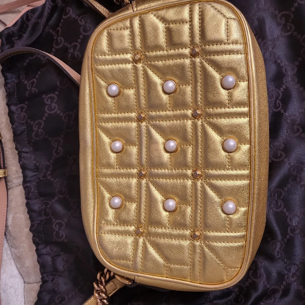 Authentic Gucci Pearl Studded GG Marmont camera bag - Picture 14 of 15